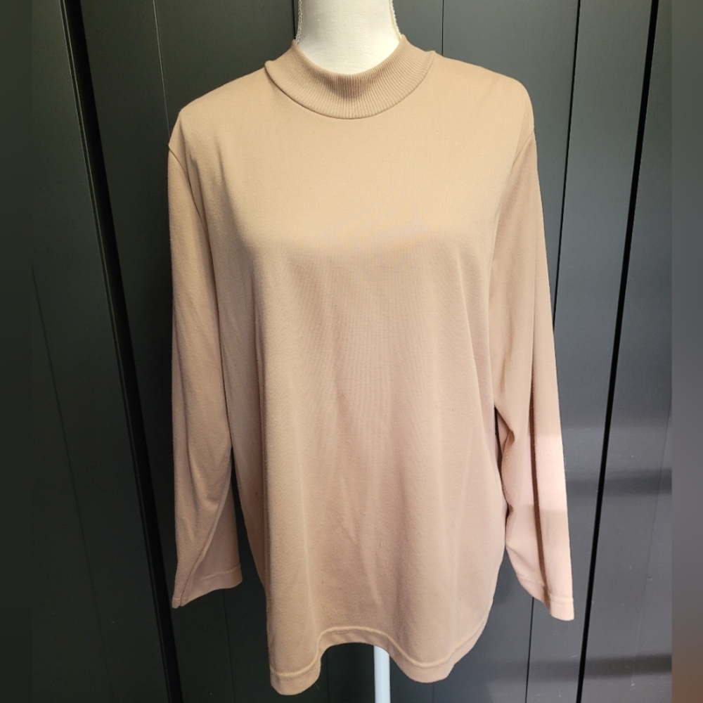 Vintage Haband! tan mock neck sweater
